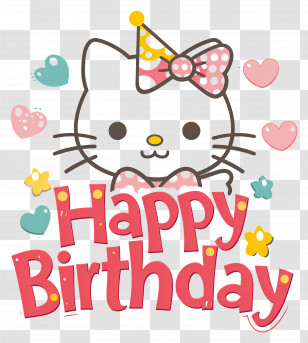 Happy Birthday - Happy Birthday Greeting With Cute Design Transparent PNG