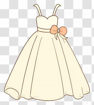 Wedding Dress - Elegant Wedding Dress With Peach Bow Illustration Transparent PNG
