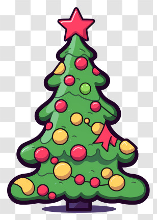 Christmas Tree - Decorated Christmas Tree With Star Transparent PNG