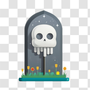 Headstone - Cartoon Tombstone With Skull Illustration Transparent PNG