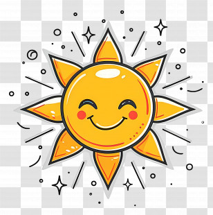 Kawaii Sun - Smiling Yellow Sun Cartoon Illustration Transparent PNG