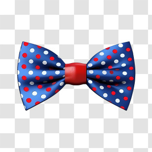 Bow Tie Day - Blue Polka Dot Bow Tie With Red Center Transparent PNG