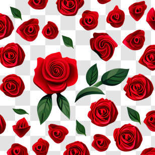 Red Rose - Red Roses Pattern Transparent PNG