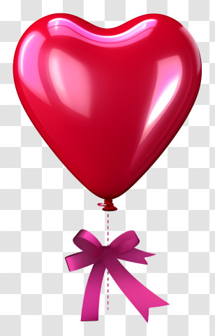 Realistic Valentine Gift Balloon - Red Heart Balloon With Bow Transparent PNG