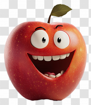 Red Apple - Smiling Red Cartoon Apple Transparent PNG