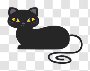 Black Cat - Cartoon Black Cat Transparent PNG