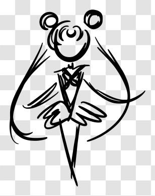 Sailor Moon Minimalist Outline - Sailor Moon Character Doodle Transparent PNG