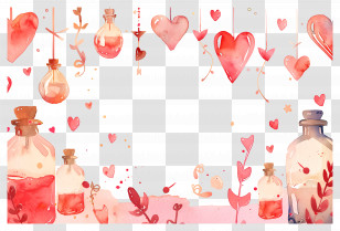 Love Background - Bottles And Hearts Hanging Decoration Transparent PNG