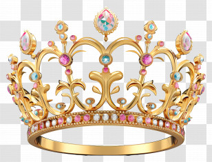 Tiara - Golden Jeweled Crown Illustration Transparent PNG