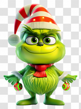 Grinch - Green Cartoon Character With Hat Transparent PNG