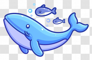 Whale And Fish - Cute Whale With Fish Transparent PNG