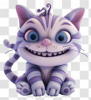 Cheshire Cat - Smiling Purple Striped Cat Transparent PNG