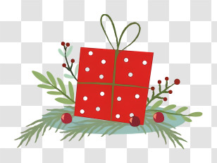 Gift Box - Festive Christmas Gift With Decorative Greenery Transparent PNG