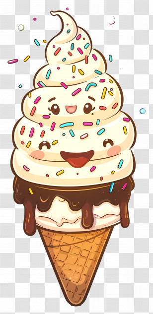 Ice Cream Cone - Cute Ice Cream Cone With Sprinkles Transparent PNG