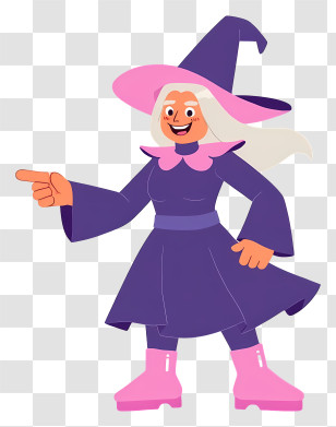 Halloween Witch - Purple Witch Pointing Transparent PNG