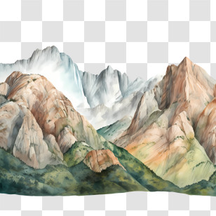 Mountain Forest - Watercolor Painting Of A Mountain Range Transparent PNG