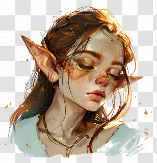 Elf Fantasy - Elf Girl Portrait Transparent PNG