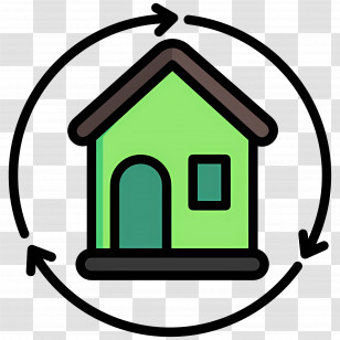 Sustainability - Eco-Friendly House Icon With Circular Arrows Transparent PNG