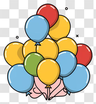 Colored Balloons - Vibrant Bunch Of Party Balloons Transparent PNG