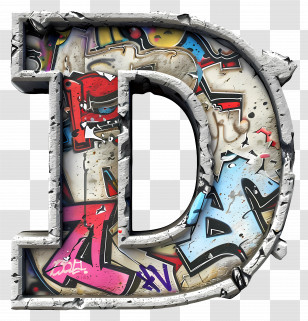 Letter D - Letter D Covered In Graffiti Transparent PNG