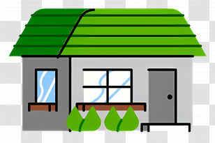 Eco Friendly Home - Simple Cartoon House With Green Roof Transparent PNG
