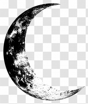 Moon Outline - Black And White Crescent Moon Illustration Transparent PNG