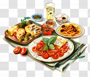 Italian Cuisine - Italian Food Spread Transparent PNG