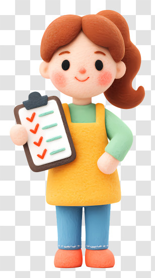 Girl Making Shopping List - Woman Holding A Checklist Transparent PNG
