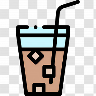 Cold Coffee - Iced Coffee Glass With Straw Illustration Transparent PNG