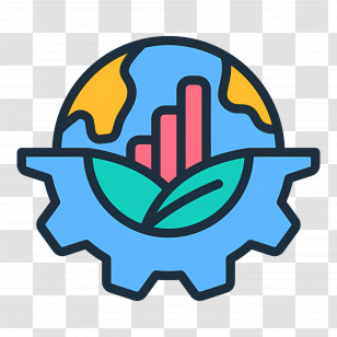 Sustainability - Earth And Gear Icon For Global Growth Transparent PNG