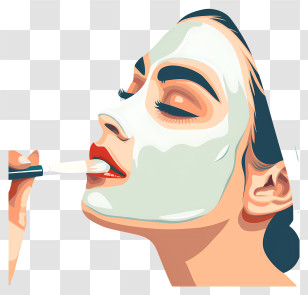 Woman Applying Mask - Woman With Skincare Mask And Lipstick Application Transparent PNG