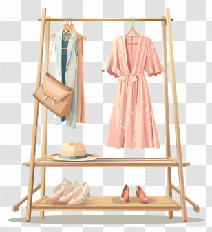 Standing Clothes Rack - Clothing Rack With Dresses And Shoes Transparent PNG