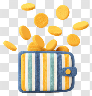 Coins Dropping Into Wallet - Wallet Overflowing With Coins Transparent PNG