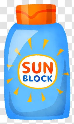 Icon Sun Block Sunscreen Lotion Transparent Plastic Jar Blue Liquid Lotion Transparent PNG