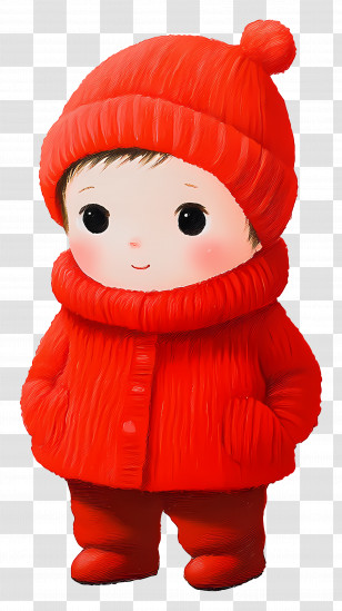 Christmas Baby - Child In Red Winter Clothes Transparent PNG