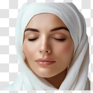 Muslim Woman - Serene Woman In White Hijab Illustration Transparent PNG