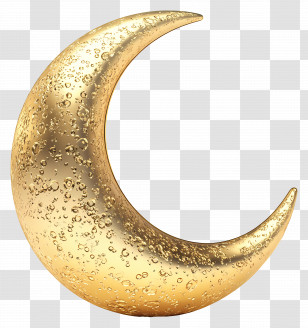 Gold Moon - Golden Crescent Moon With Textured Details Transparent PNG