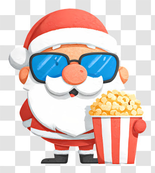 Santa Holding Popcorn Bucket - Cool Santa With Popcorn Transparent PNG