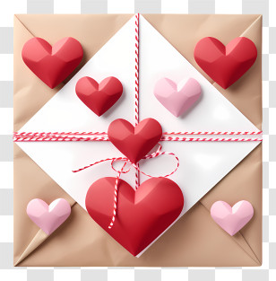 Envelope - Valentine Envelope With Hearts Decoration Transparent PNG