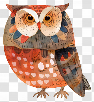Cartoon Owl - Colorful Owl Watercolor Illustration Transparent PNG