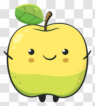 Happy Green Apple Character - Happy Green Apple Character Cartoon Transparent PNG