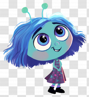 Blue Alien - Blue Childlike Character With Big Eyes Transparent PNG