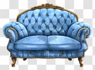 Sofa - Vintage Blue Sofa Transparent PNG