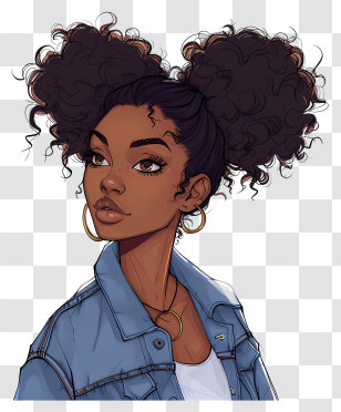 Black History Month - Stylized Female Character With Curly Hair Transparent PNG