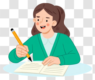 Woman Writing With Pencil - Girl Writing In Notebook Transparent PNG