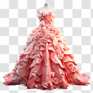 Chanel Wedding Dress - Elegant Pink Dress With Roses Transparent PNG