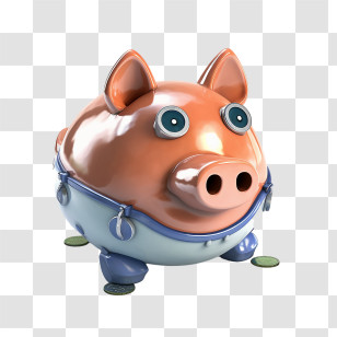 Piggy Bank - Cute Piggybank With Coins Illustration Transparent PNG