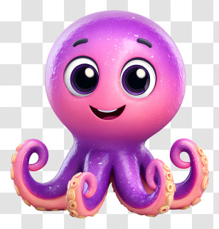 Octopus - Cute Purple Octopus Character Transparent PNG