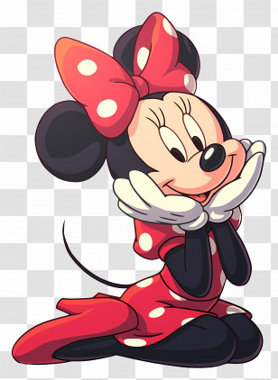 Minnie Mouse - Cartoon Mouse In Polka Dot Dress Transparent PNG