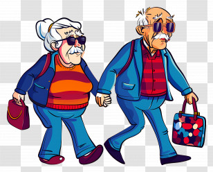 Senior Citizens Day - Elderly Couple Walking Together Transparent PNG